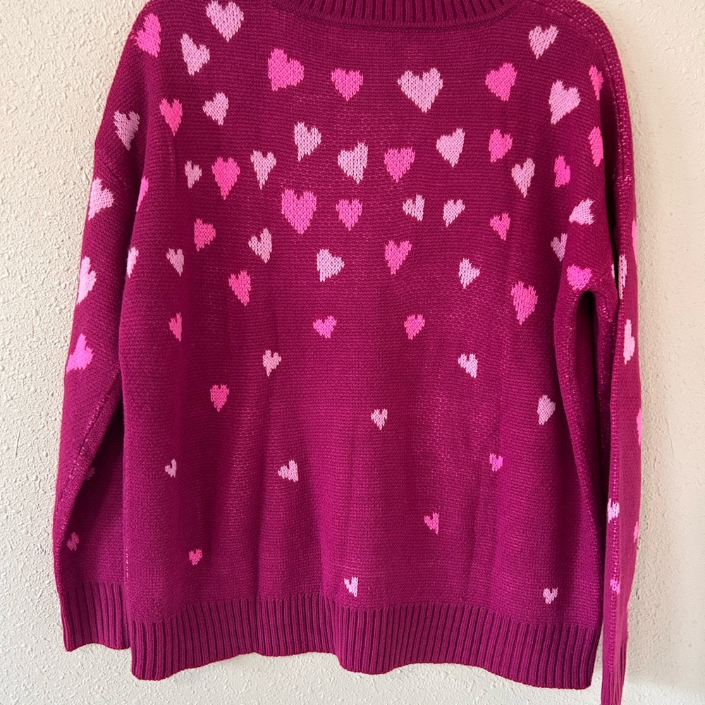 Lilly Pulitzer Elizabelle Sweater Mulberry Hearts Medium EUC - Picture 4 of 5